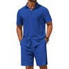 image:imageCOOFANDY Mens 2 Piece Outfit Casual Short Sleeve Button Down Shirt and Beach Shorts Set Summer Vacation Outfits for MenRoyal Blue