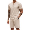 image:imageCOOFANDY Mens 2 Pieces Outfits Casual Quarter Zip Polo T Shirt and Shorts Set Athletic Jogging Summer TracksuitChampagne