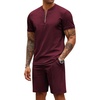 image:imageCOOFANDY Mens 2 Pieces Outfits Casual Quarter Zip Polo T Shirt and Shorts Set Athletic Jogging Summer TracksuitDate Red