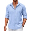 image:imageCOOFANDY Mens Button Down Shirt Long Sleeve Untucked Shirts Summer Casual Dress ShirtsAndromeda Blue