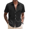 image:imageCOOFANDY Mens Button Down Short Sleeve Beach Shirts Casual Summer Button Up Cruise Vacation Linen ShirtBlack