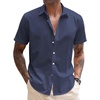 image:imageCOOFANDY Mens Button Down Short Sleeve Beach Shirts Casual Summer Button Up Cruise Vacation Linen ShirtNavy Blue