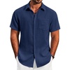 image:imageCOOFANDY Mens Button Down Short Sleeve Shirt Lightweight Casual Summer Beach Shirts with PocketNavy Blue