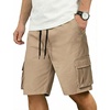 image:imageCOOFANDY Mens Cargo Shorts Casual Cotton Drawstring Short Elastic Waist Work Shorts with Multi PocketsKhaki