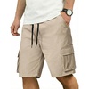 image:imageCOOFANDY Mens Cargo Shorts Casual Cotton Drawstring Short Elastic Waist Work Shorts with Multi PocketsLight Khaki
