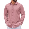 image:imageCOOFANDY Mens Casual Button Down Long Sleeve Untucked Denim Dress ShirtPurple Red
