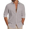 image:imageCOOFANDY Mens Casual Button Down Shirts Long Sleeve Cotton Beach Wedding Shirt Summer Linen Shirt for MenLight Grey