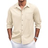 image:imageCOOFANDY Mens Casual Button Down Shirts Long Sleeve Untucked Shirts Regular Fit Linen ShirtKhaki