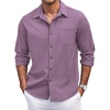 image:imageCOOFANDY Mens Casual Button Down Shirts Long Sleeve Untucked Shirts Regular Fit Linen ShirtPurple