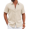 image:imageCOOFANDY Mens Casual Button Down Shirts Short Sleeve Textured Summer Beach ShirtBeige