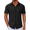 image:imageCOOFANDY Mens Casual Button Down Short Sleeve Shirts Untucked Wrinkle Free Shirt Stretch Dress ShirtsBlack
