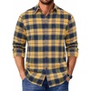 image:imageCOOFANDY Mens Casual Long Sleeve Button Up Plaid Flannel Shirt Jacket with PocketPlaid  Navy Yellow