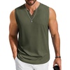 image:imageCOOFANDY Mens Casual Tank Top V Neck Knit Jacquard Sleeveless T Shirts Lightweight Summer Beach Textured TankArmy Green
