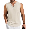 image:imageCOOFANDY Mens Casual Tank Top V Neck Knit Jacquard Sleeveless T Shirts Lightweight Summer Beach Textured TankBeige