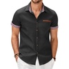image:imageCOOFANDY Mens Cotton Casual Short Sleeve Button Down Shirt Plaid Collar Denim Work ShirtsA  Black  No Pocket