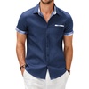 A - Contrast Plaid Collar - Blue
