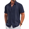 image:imageCOOFANDY Mens Cuban Guayabera Shirts Button Down Short Sleeve Shirt Casual Linen Summer Beach ShirtsNavy Blue