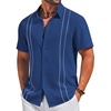 image:imageCOOFANDY Mens Cuban Guayabera Shirts Button Down Short Sleeve Shirt Casual Linen Summer Beach ShirtsRoyal Blue