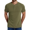 image:imageCOOFANDY Mens Henley Shirts Cotton Short Sleeve Casual TShirt for Men Button Henley Basic Tee Lightweight Summer TopArmy Green