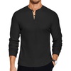image:imageCOOFANDY Mens Henley TShirts Long Sleeve Pullover Shirt Casual Heavyweight Button Shirts Basic TeesBlack  Khaki