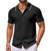 image:imageCOOFANDY Mens Knit Button Down Shirts Short Sleeve Polo Shirt Casual Vacation Summer Beach ShirtsClassic Blackwhite