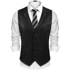 image:imageCOOFANDY Mens Leather Suit Vest Slim Fit Casual Western Vest Jacket Lightweight VNeck Dress WaistcoatsBlack