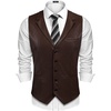 image:imageCOOFANDY Mens Leather Suit Vest Slim Fit Casual Western Vest Jacket Lightweight VNeck Dress WaistcoatsCoffee
