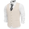 image:imageCOOFANDY Mens Linen Vest Casual Linen Slim Fit Suit Vests Dress Waistcoat Wedding Business PromBeige