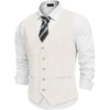 image:imageCOOFANDY Mens Linen Vest Casual Linen Slim Fit Suit Vests Dress Waistcoat Wedding Business PromLight Khaki