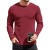 image:imageCOOFANDY Mens Long Sleeve Shirts Thermal TShirt Slim Fit Crewneck Sweater Knitted Pullover ShirtWine Red