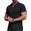 image:imageCOOFANDY Mens Muscle Fit Dress Shirts Stretch Wrinkle Free Short Sleeve Button Down Shirt Casual Solid Untucked Shirt01black