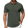 image:imageCOOFANDY Mens Polo Shirts 100 Cotton Heavyweight Short Sleeve Button Golf Shirts Classic Pullover Ribbed Collar and CuffsArmy Green