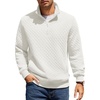 image:imageCOOFANDY Mens Quarter Zip Pullover Quilted Sweatshirt Knit Long Sleeve Mock Neck Sweater Polo with PocketWhite
