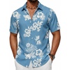 image:imageCOOFANDY Mens Short Sleeve Button Down Shirt Casual Cotton Shirts Beach Summer Linen Shirts with PocketBluewhite Flower
