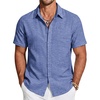 image:imageCOOFANDY Mens Short Sleeve Button Down Shirts Casual Linen Shirts for Men Textured Summer Beach ShirtSky Blue