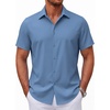 image:imageCOOFANDY Mens Short Sleeve Button Down Shirts Casual Summer Shirt Untucked Dress ShirtsCaptain Blue