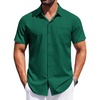 image:imageCOOFANDY Mens Short Sleeve Button Down Shirts Wrinkle Free Dress Shirt for Men Casual Untucked Shirt with PocketDark Green