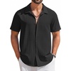image:imageCOOFANDY Mens Short Sleeve Casual Button Down Shirts Textured Summer Beach ShirtBlack