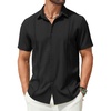 image:imageCOOFANDY Mens Short Sleeve Cuban Guayabera Shirt Casual Summer Beach Button Down ShirtsAblack