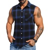 image:imageCOOFANDY Mens Sleeveless Flannel Shirt Casual Summer Tank Top Button Up Sleeveless Beach Shirts with Chest PocketBlue1