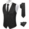 image:imageCOOFANDY Mens Suit Vest Tie Set 3PC Paisley Jacquard Waistcoat and Necktie Pocket Square for Holiday Party WeddingBlack