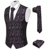 image:imageCOOFANDY Mens Suit Vest Tie Set 3PC Paisley Jacquard Waistcoat and Necktie Pocket Square for Holiday Party WeddingPurple Paisley