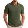 image:imageCOOFANDY Mens V Neck Polo Shirts Short Sleeve Golf TShirts Ribbed Knit Soft TeesArmy Green