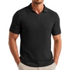 image:imageCOOFANDY Mens V Neck Polo Shirts Short Sleeve Golf TShirts Ribbed Knit Soft TeesBlack