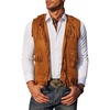image:imageCOOFANDY Mens Western Cowboy Vest Casual Fringe Hippie Costume V Neck Zipper Suede Leather WaistcoatBrown