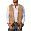 image:imageCOOFANDY Mens Western Cowboy Vest Casual Fringe Hippie Costume V Neck Zipper Suede Leather WaistcoatLight Khaki