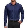 image:imageCOOFANDY Mens Wrinkle Free Dress Shirt Stretch Long Sleeve Button Down Shirts Formal Business ShirtNavy Blue