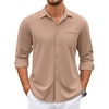 image:imageCOOFANDY Mens Wrinkle Free Dress Shirts Long Sleeve Untucked Shirts Casual Button Down ShirtsKhaki