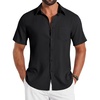 image:imageCOOFANDY Shirts for Mens Button Down Short Sleeve Shirts Casual Summer Beach Textured Shirts with PocketBlack