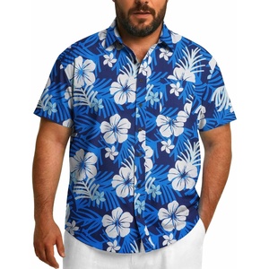 image:imageCOOFANDY Big and Tall Mens Hawaiian Shirts Short Sleeve Tropical Floral Button Down Shirt Casual Summer Beach ShirtsDark Blue Floral